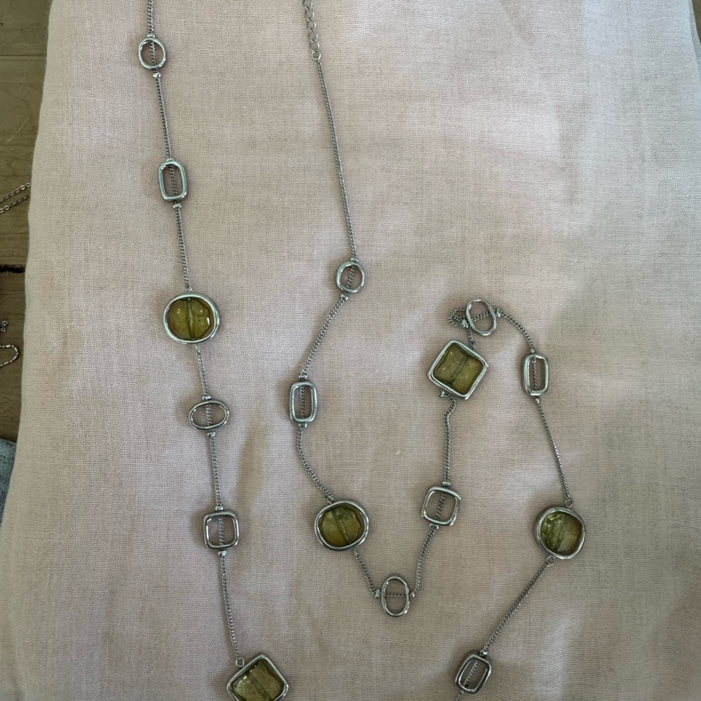 Lia Sophia Silver and Green Gemstone Necklace